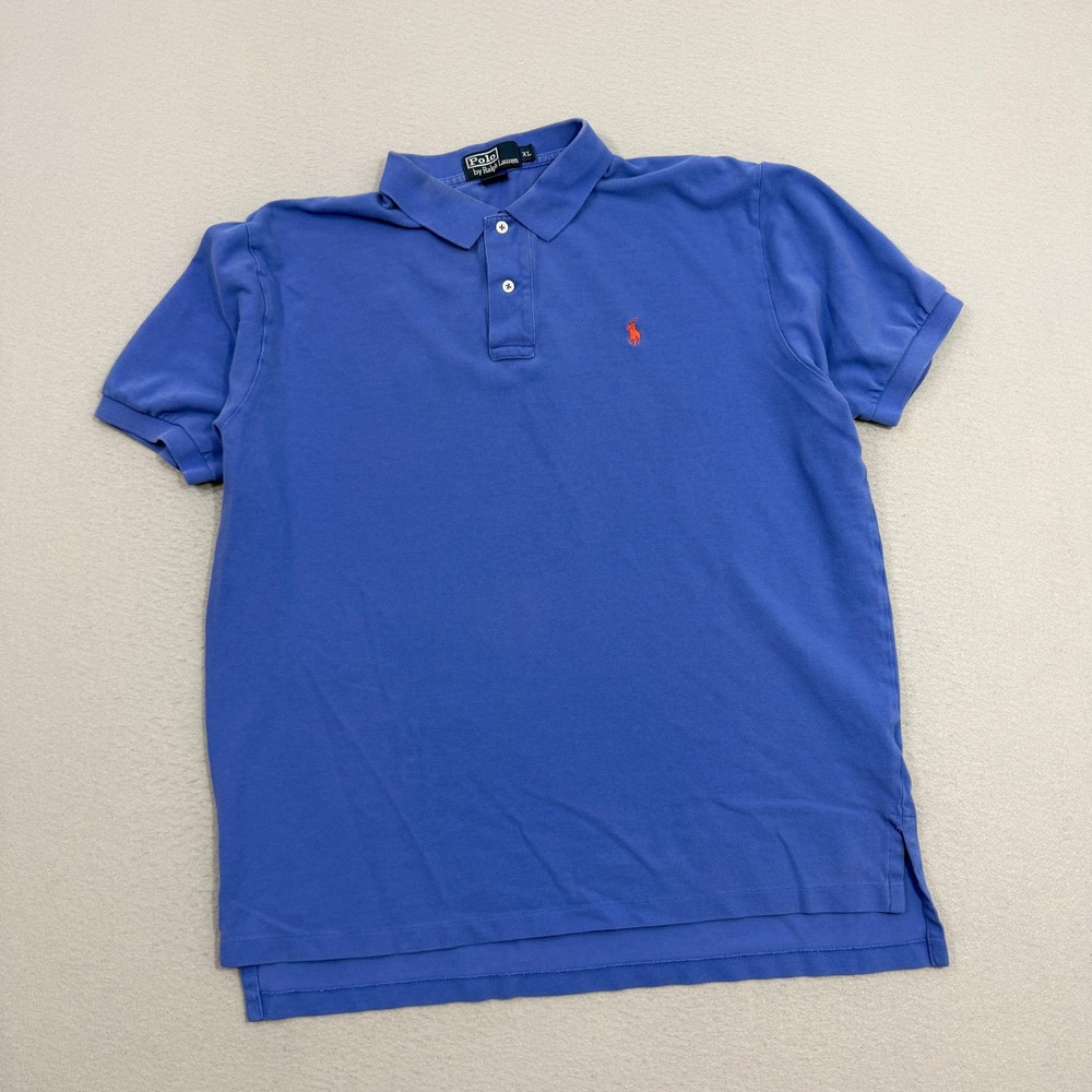Vintage Polo Ralph Lauren Shirt XL Blue Short Sleeve Pique Pony Logo Classic